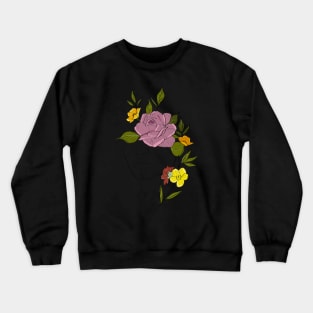 Abstract woman face with roses line art Crewneck Sweatshirt